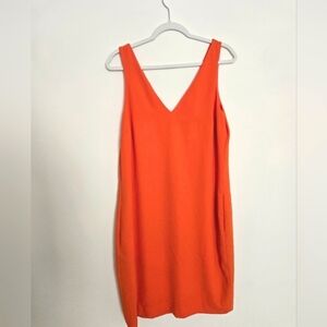 Lauren RL Orange Sleeveless Deep V neck knee-length dress | Size 10